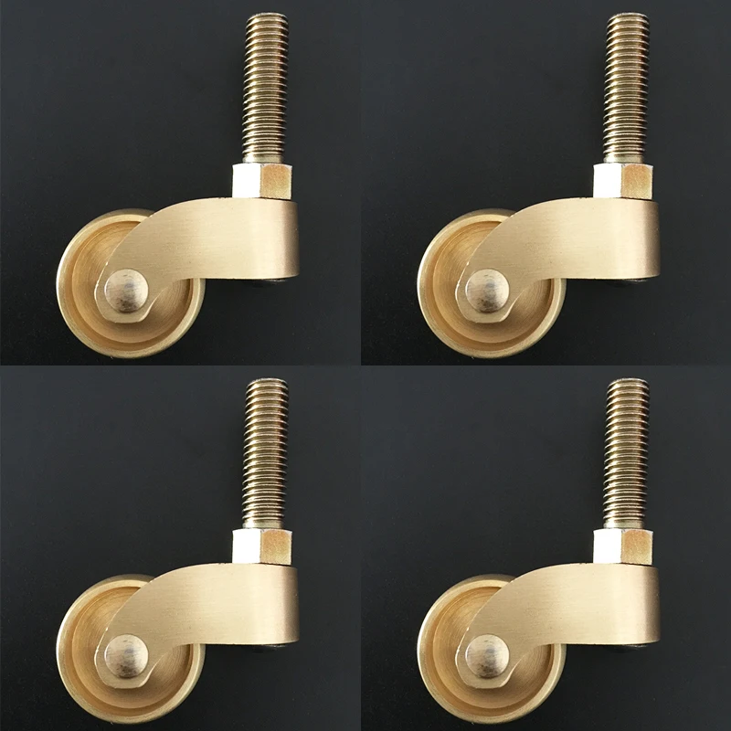 

4PCS 1'' Brass Casters Ultra-Low Height Table Chair Sofa Cabinet Furniture Castors 360° Swivel Wheels Smoothly Moving Rollers