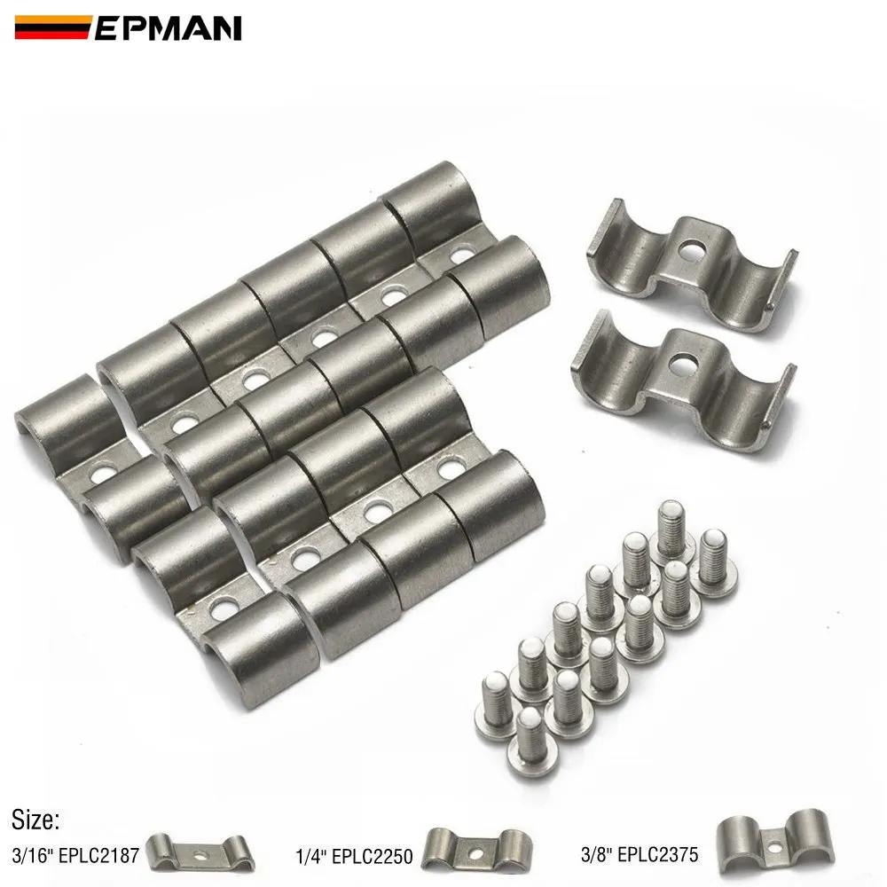 EPMAN SS Double Fuel Line or Trans Clamp Pack Of 12 Modified Fits Fuel, Air, Electrical, Brake, Lines