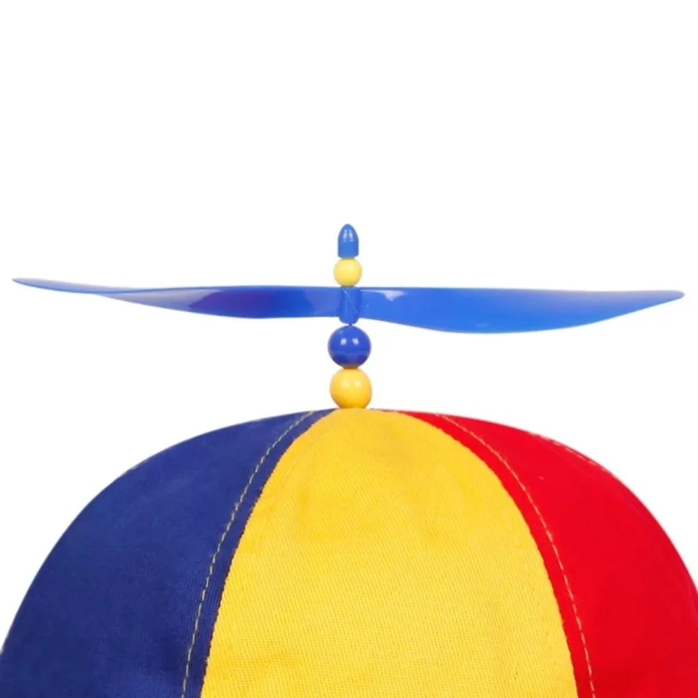 Detachable Propeller Baseball Cap Cotton Color-block Bamboo Dragonfly Cap Rainbow Design Sunscreen