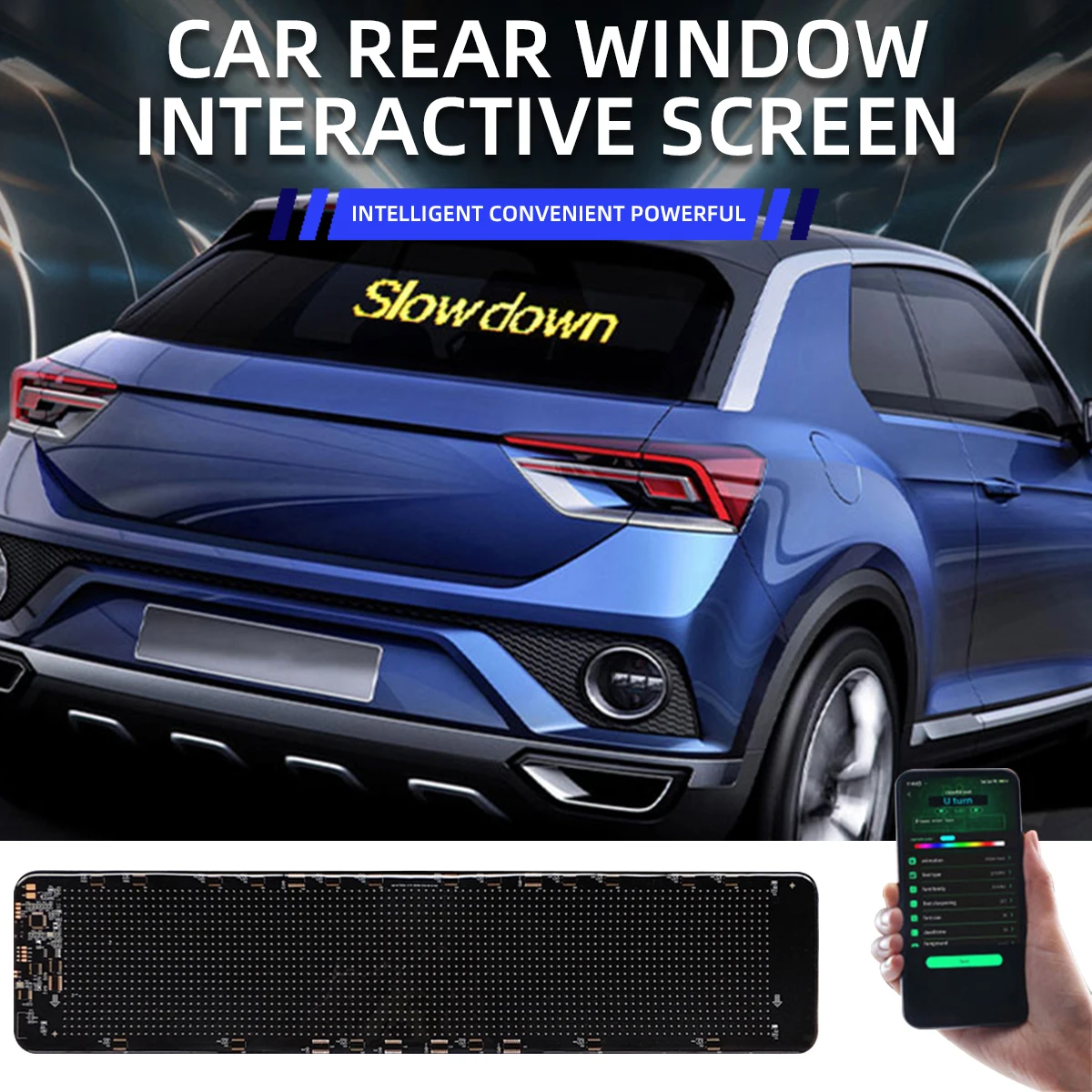 

1 шт., переднее и заднее лобовое стекло автомобиля, светодиодная панель, светильник для экрана, приложение, пульт дистанционного управления, мягкий экран, декоративный светильник, сделай сам, анимационный дисплей