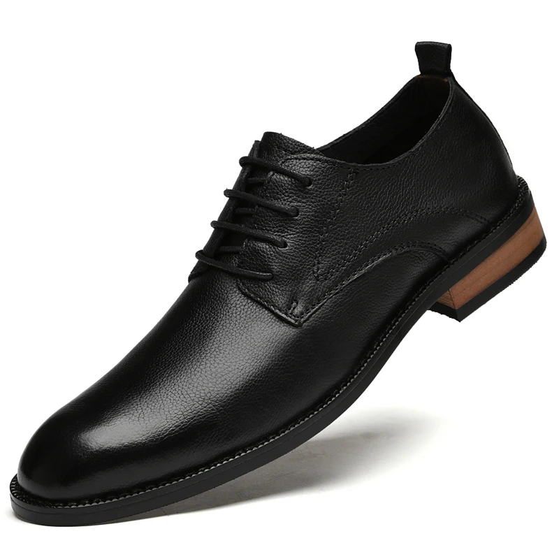 First-Layer Cowhide Leather, Wooden Sole, First-Layer Pigskin Lining, Men's Business Casual Shoes