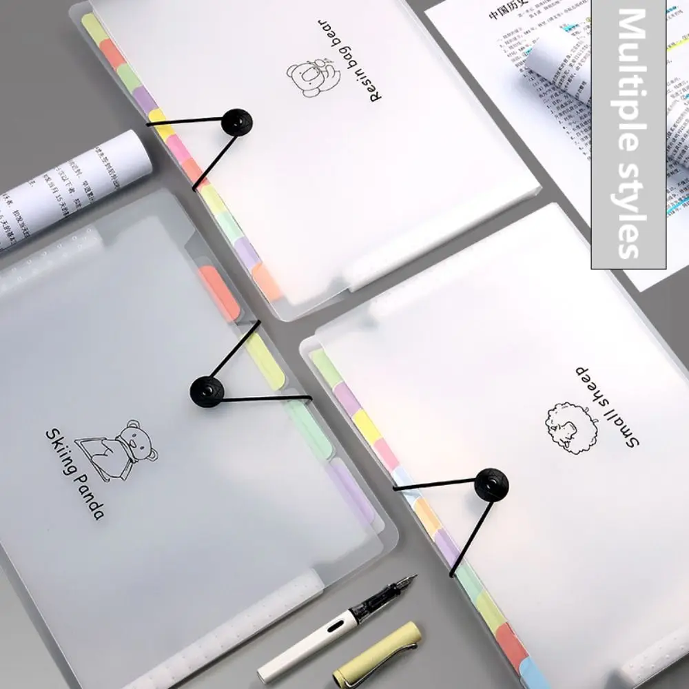 Cartoon Waterproof A4 File Folder Large Capacity 8/12Pockets Test Paper Storage Folder PP File Organizer Students
