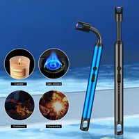 360° Seamless Hose Windproof Arc Pulse USB Lighter Safety Switch Outdoor BBQ Kitchen Cooking Portable Hook Electric Lighters
