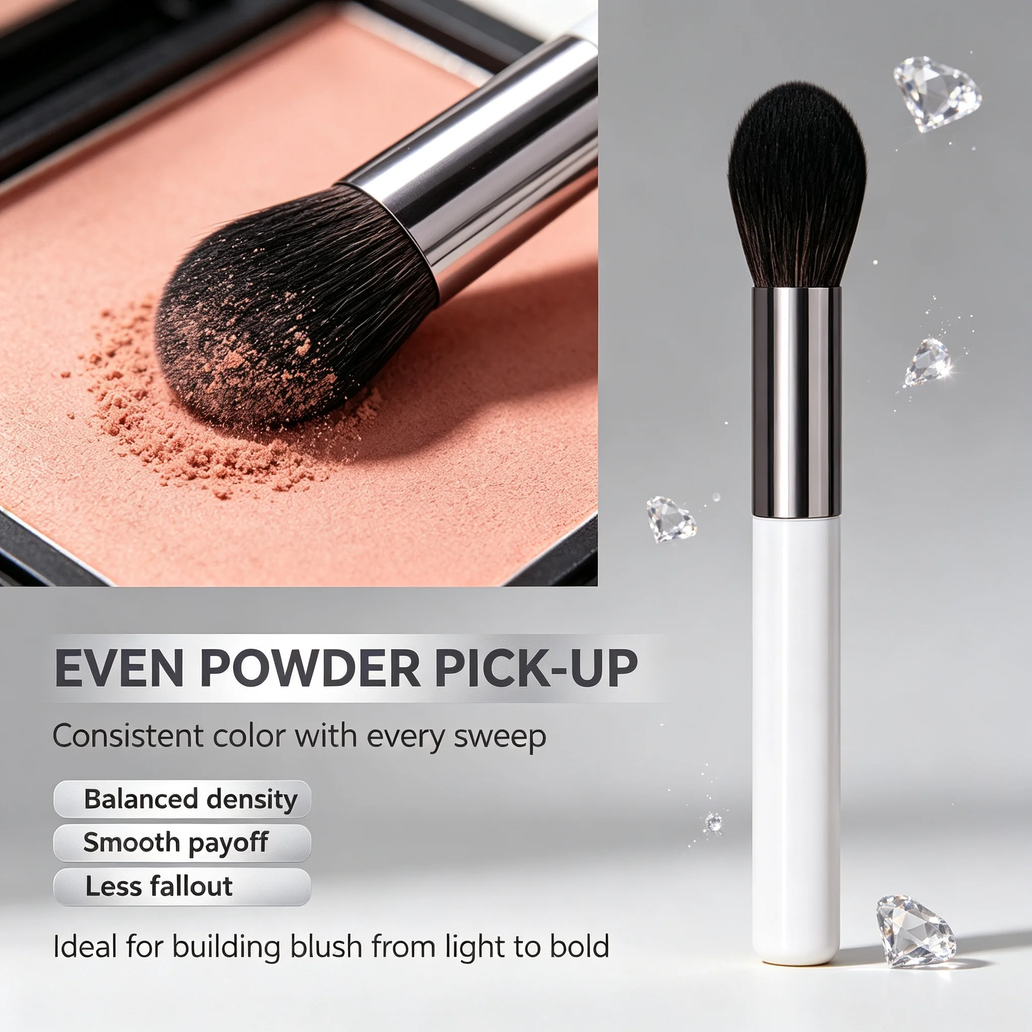 1PCS Multi-Use Face Makeup Brush,Cosmetic Tool for Blush, Contour, Highlight and Setting Powder, Smooth Blending