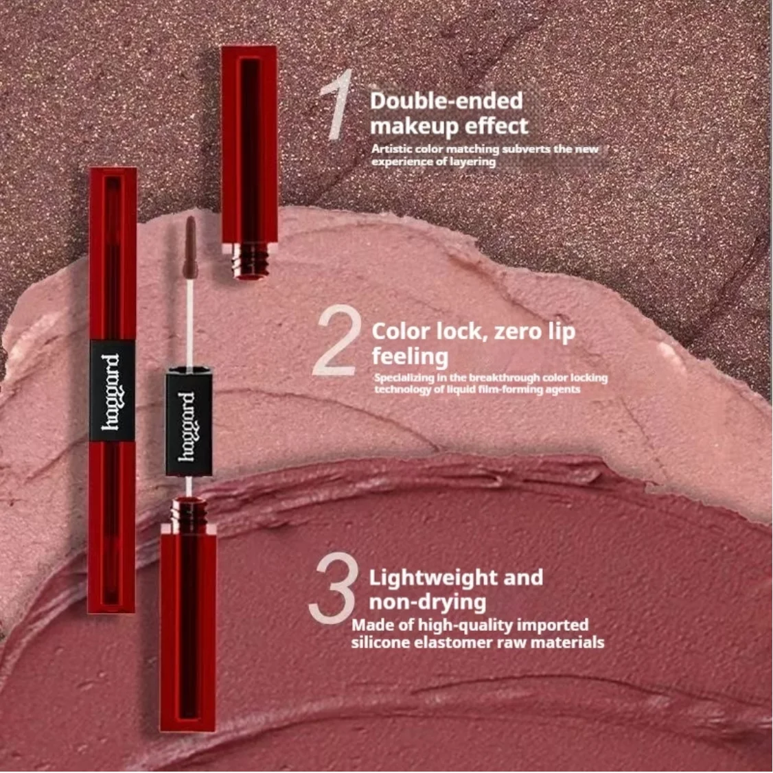 Haggard Lip Glaze Brightening Contouring Batom fácil de cor Não removível Névoa de água Matte Hidratante Maquiagem de efeito duplo