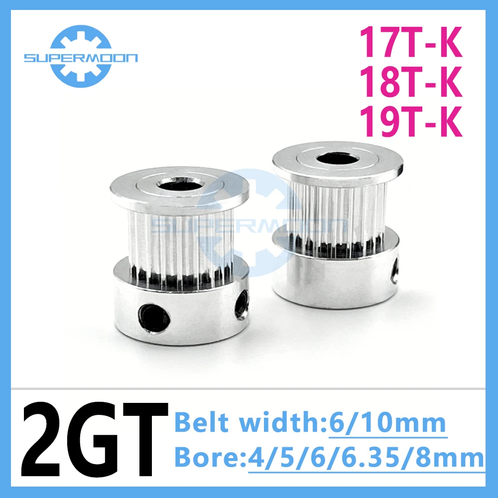 2GT 17 18 19 Teeth Synchronous Wheel Bore 4/5/6/6.35/8mm For Belt Width 6/10mm GT2 K-Type Wheel Timing Belt Pulley  Gear Pulley