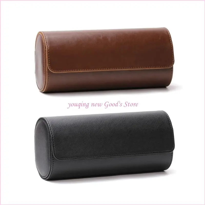 57QA 3 Slots Watch Roll Travel for Case Portable Leather Watch Storage Box Slid in