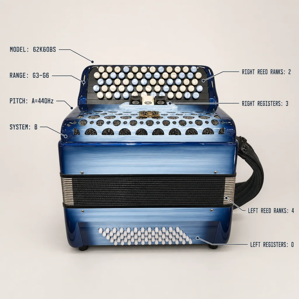 37 Key 60 Bass B System Bayan Accordion Button Type Accordion For Adult Grade Test Solo Practice Performance