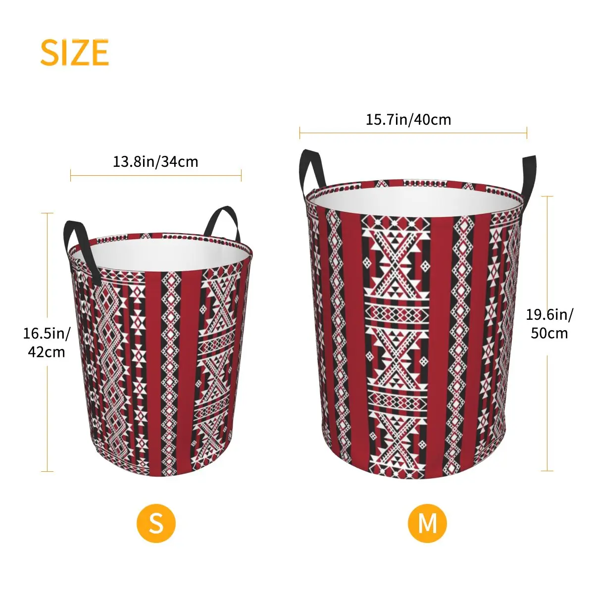 Red Kabyle Carpet Pattern Laundry Basket Collapsible Geometry Geometric Clothing Hamper Toys Organizer Storage Bins