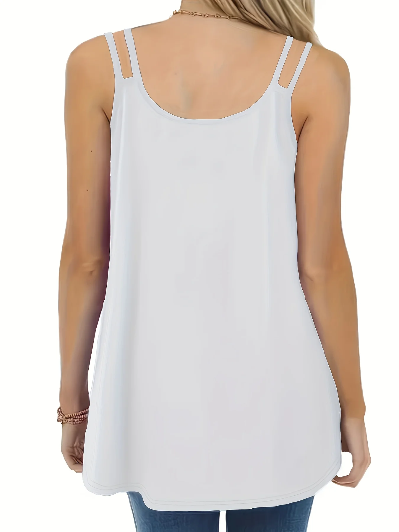 Ärmelloses Tanktop in Übergröße mit doppeltem Trägerdesign und fließender Passform für einen lässigen Sommer-Look – Detail 5