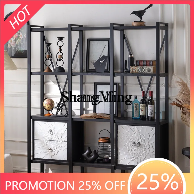 

SM creative wrought iron bookshelf shelf, partition living room display cabinet floor storage shelf display shelf