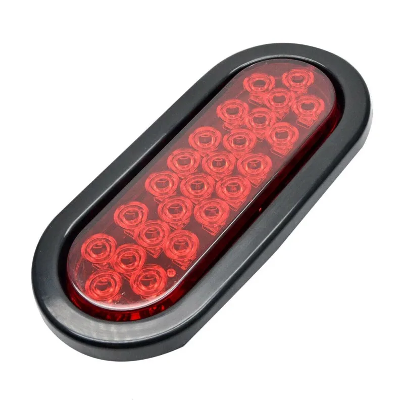 2x(Pair) 12V 24 LED Oval Truck Trailer Stop Turn Tail Brake Light Side Marker Lamp Trailer Truck Lamp Red Set