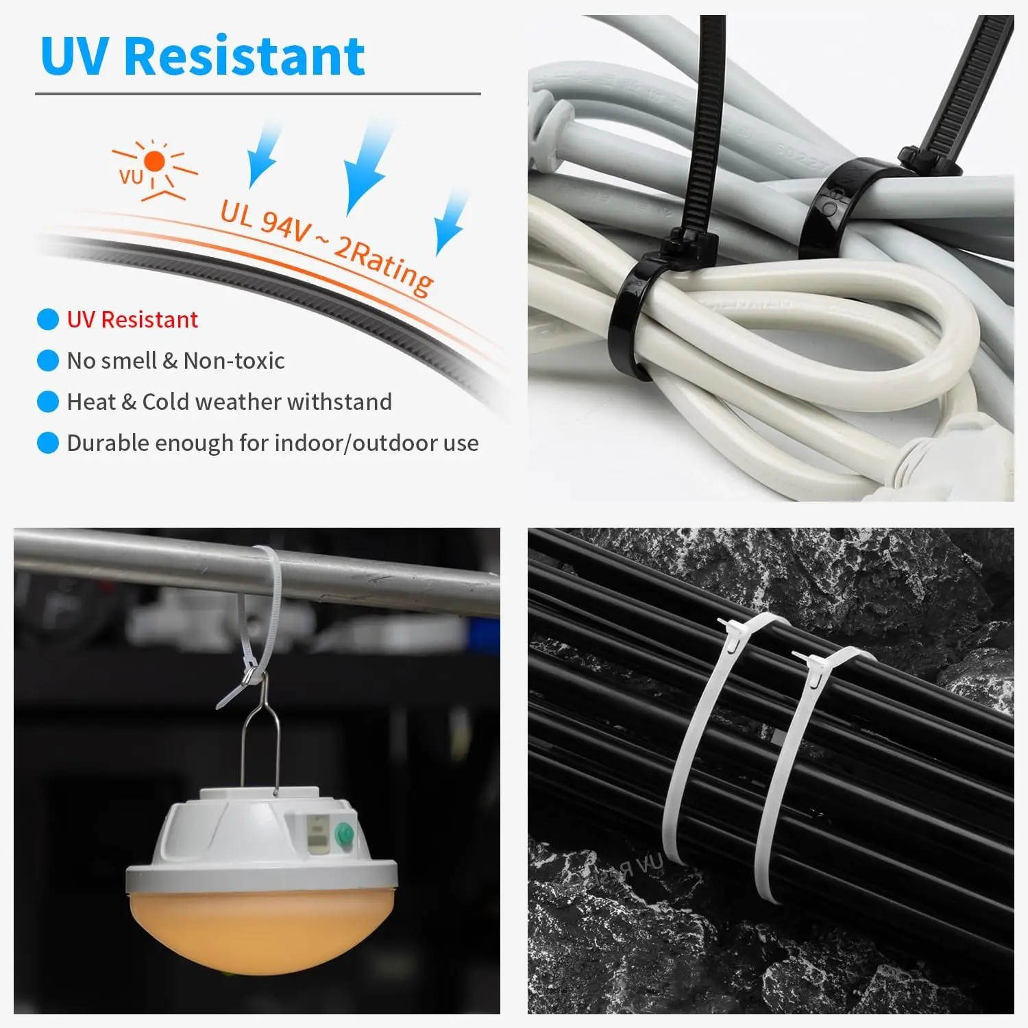 50/100pcs Zip Ties High Tensile Strength Releasable Wire Ties Heavy Duty Cable Zip Ties Nylon for Indoor Outdoor Workshop