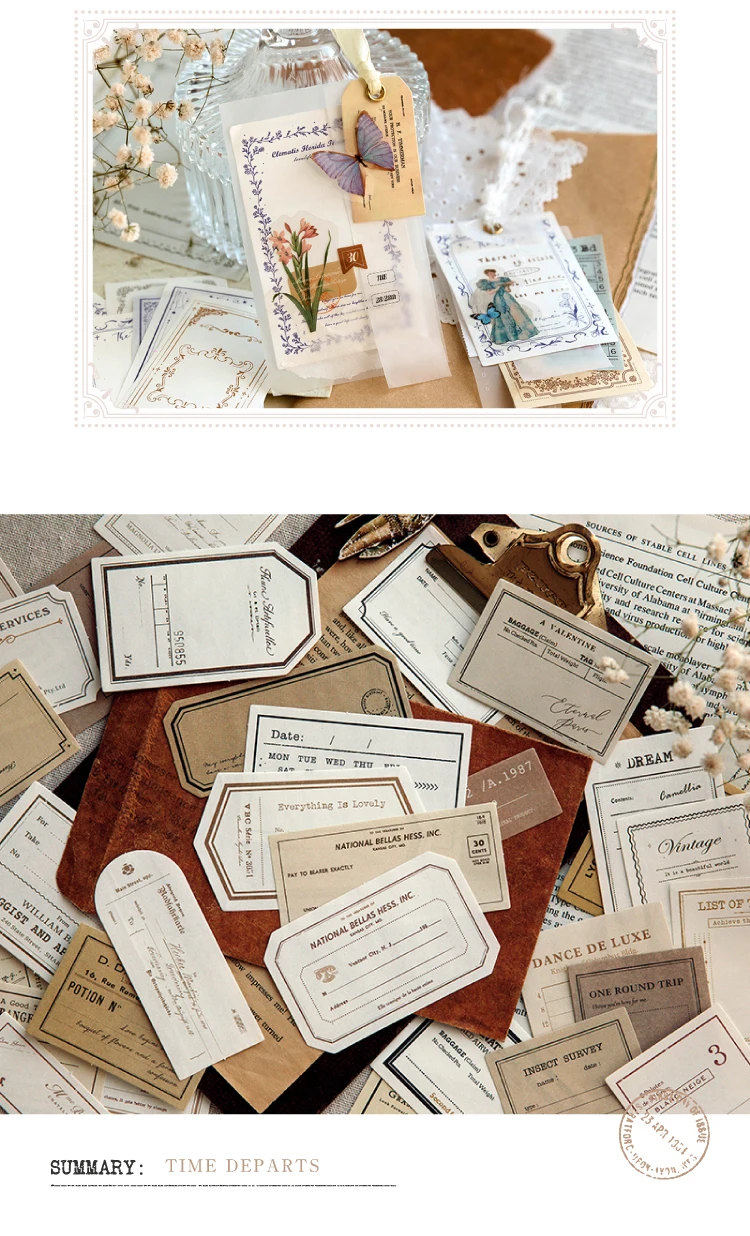 100 Teile/paket Vintage Notizen Material Beschreibbares Papier Perfekt für Journal DIY Scrapbooking Liefert Schreibwaren – Detail 9