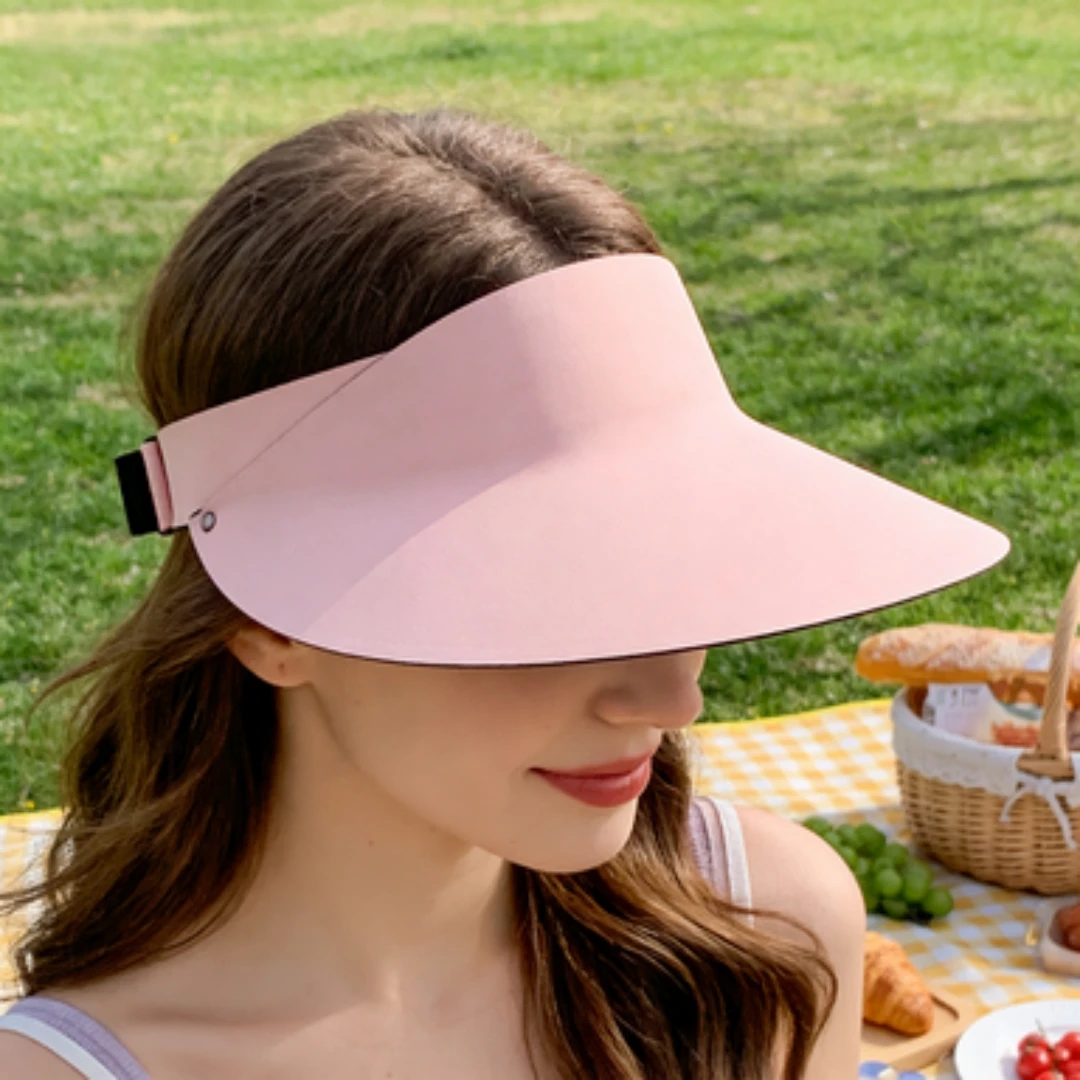 Sombrero para el sol con protección, ventilación e invisibilidad. Plegable. Ala ancha. Estilo femenino. Estilo coreano. Diseño sin capota. Sin costuras b