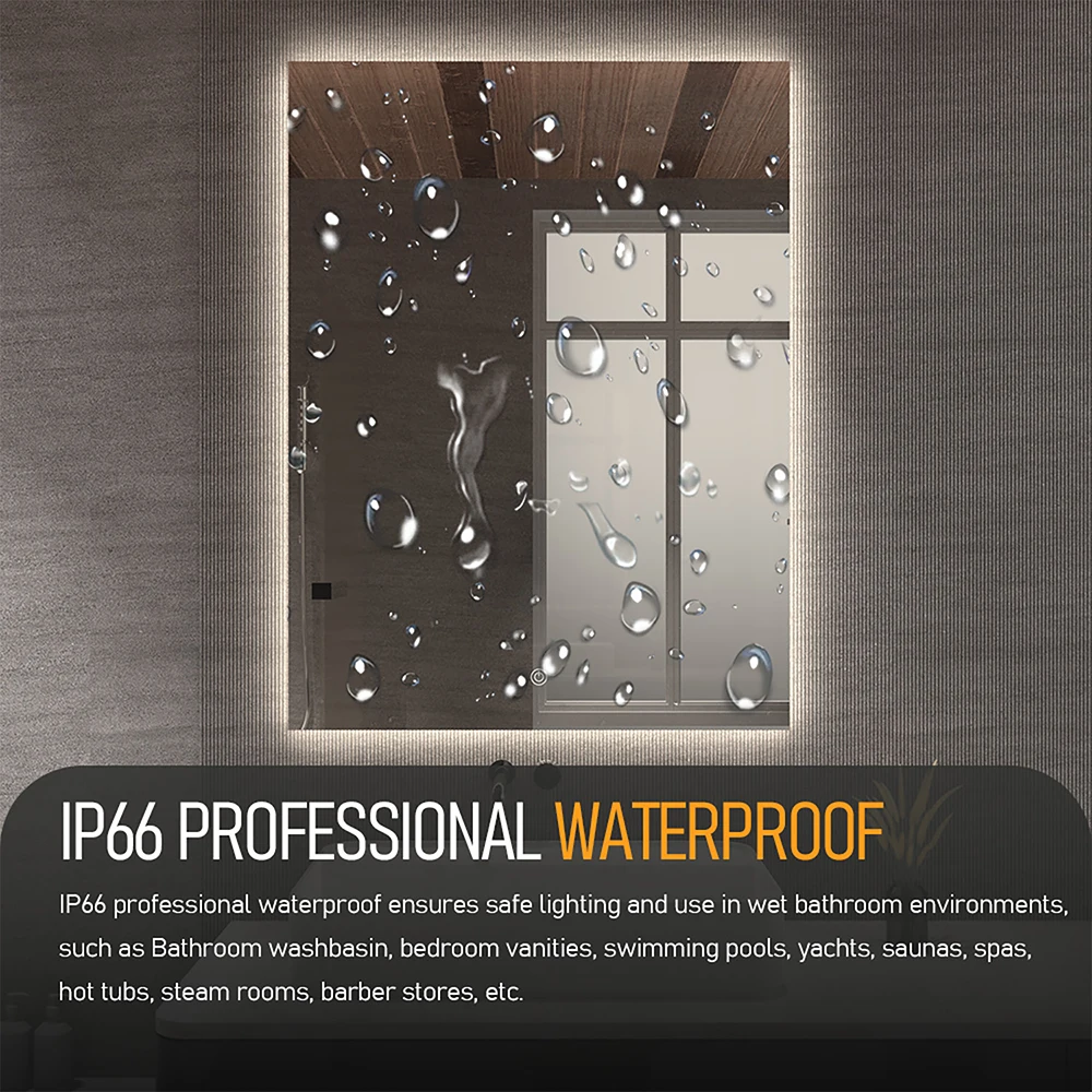 Espejo iluminado inteligente con pantalla táctil TV Luz ajustable tricolor TV con espejo 2 en 1 Ideal para hoteles y vehículos recreativos