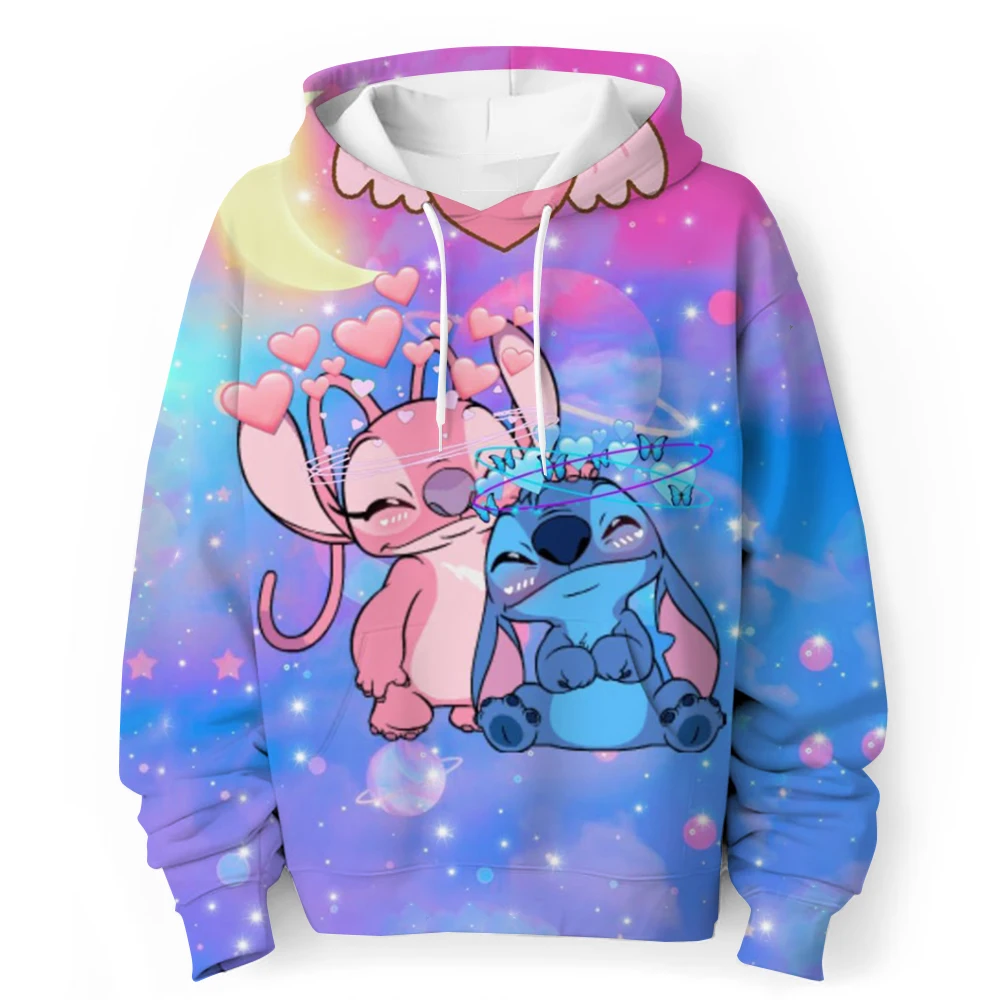 Stitch Iong-sleeved Sweatshirt For Girls Merry Christmas Autumn Thin Round Neck Sweatshirt Anime Cartoon Joint Fashion Trend Top