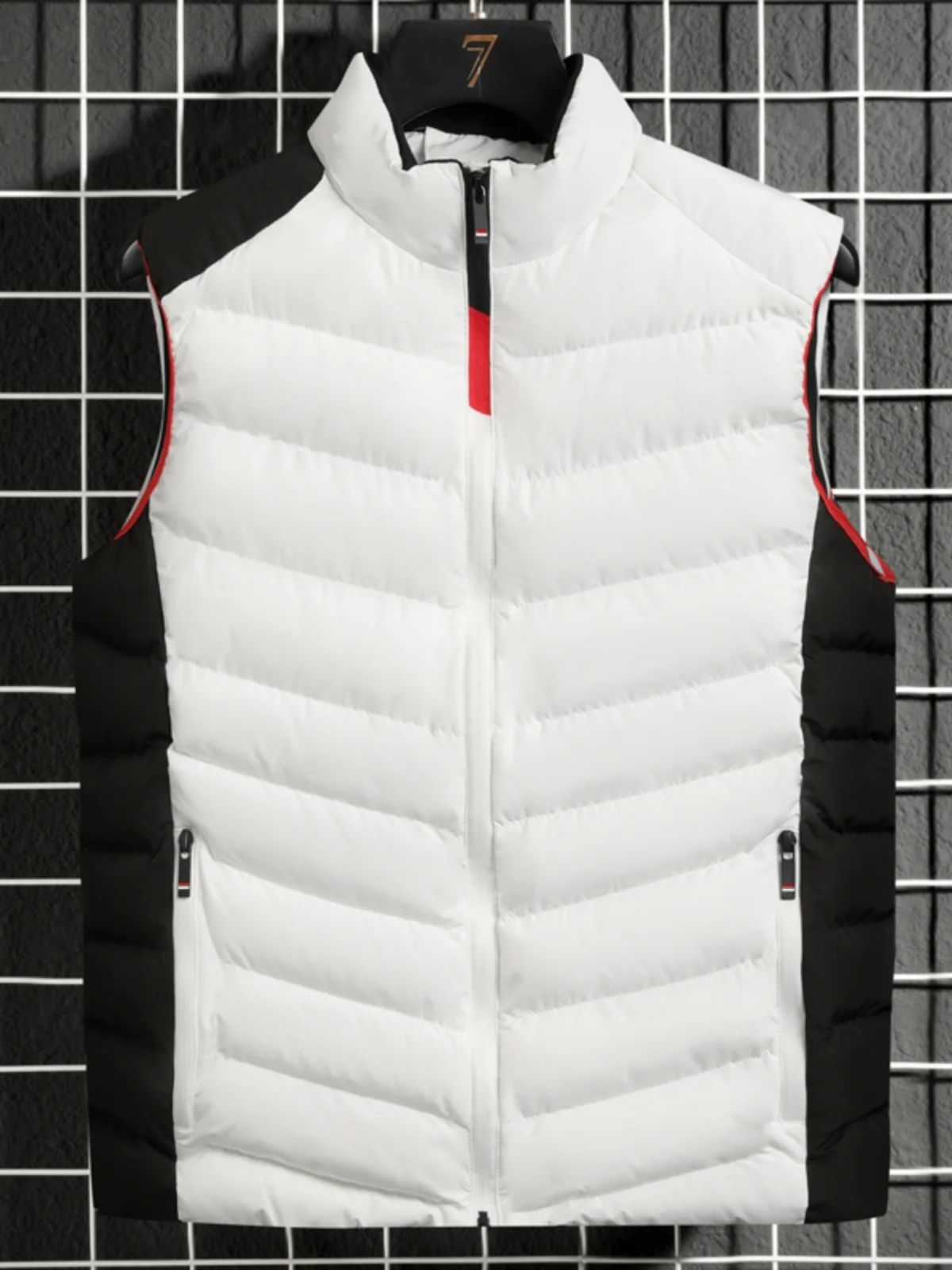 

Men's Quilted Jaet Vest Winter Warm down Cotton Svel Stand Collar Sports Outdoor Windproof oulder Pad Vest Coat