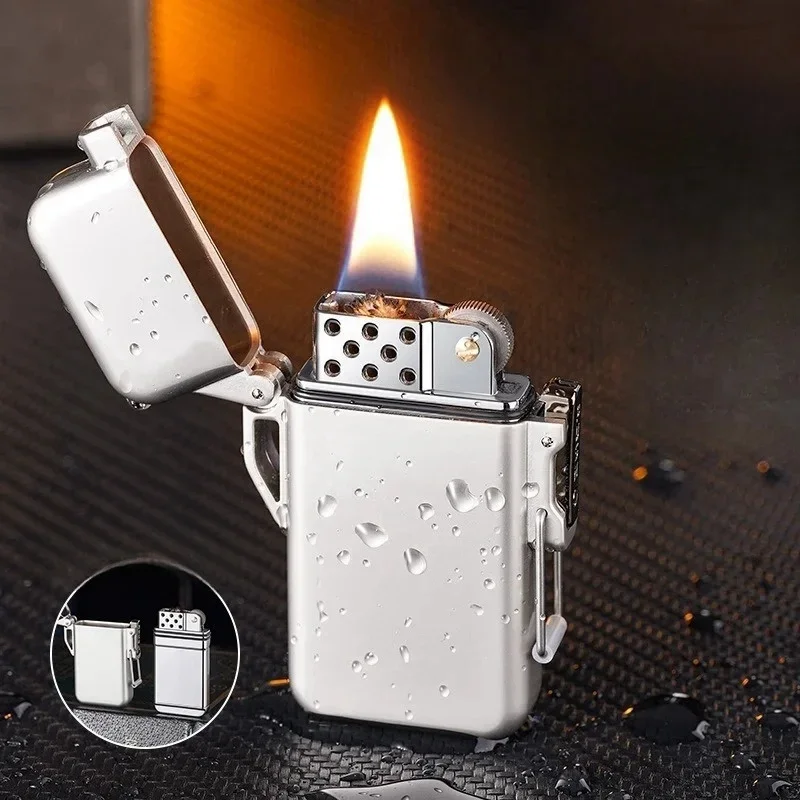 

Retro Windproof and Waterproof Kerosene Pendant Lighter, Outdoor Grinding Wheel Detachable Lining Camping Lighter Men's Gift