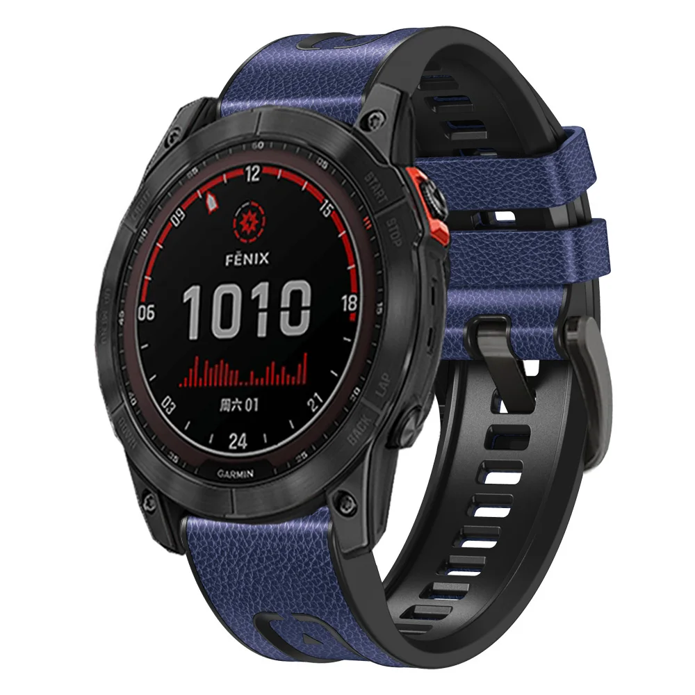 Correa de silicona para reloj Garmin Fenix 7X 5X 5 Plus 7 6 6X 3 3HR Epix 2, banda de cuero Quickfit de 22mm y 26mm