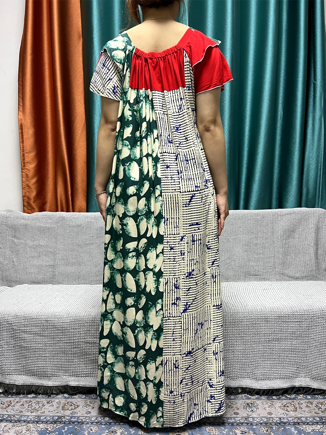 Abayas en coton musulman pour femmes, boubou à col bateau imprimé, robe maxi adt Fit, robes africaines islamiques avec poche, turban, 2024
