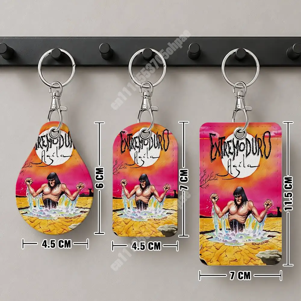 E-Extremoduro Band Roberto Robe Iniesta Leather Keychain Card Holder for Airtag & ID Cards Business Bag Charm