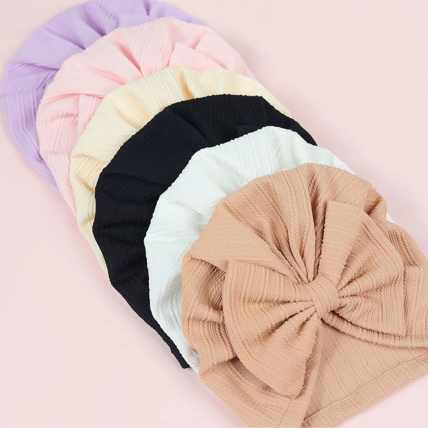 

12pc/lot New Cotton Rib Bow Baby Turban Hat Cute Newborn Boys Girls Knotbow Bonnet Infant India Turban Hair Accessories Bulk