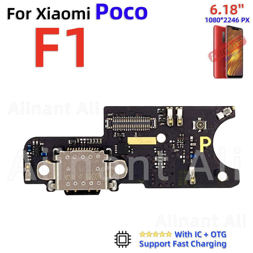 AiinAnt Dock USB Charger Mic Board Connector Charging Port Flex Cable For Xiaomi Poco F1 F2 F3 F4 M2 M3 M4 X2 X3 X4 Pro 4G 5G