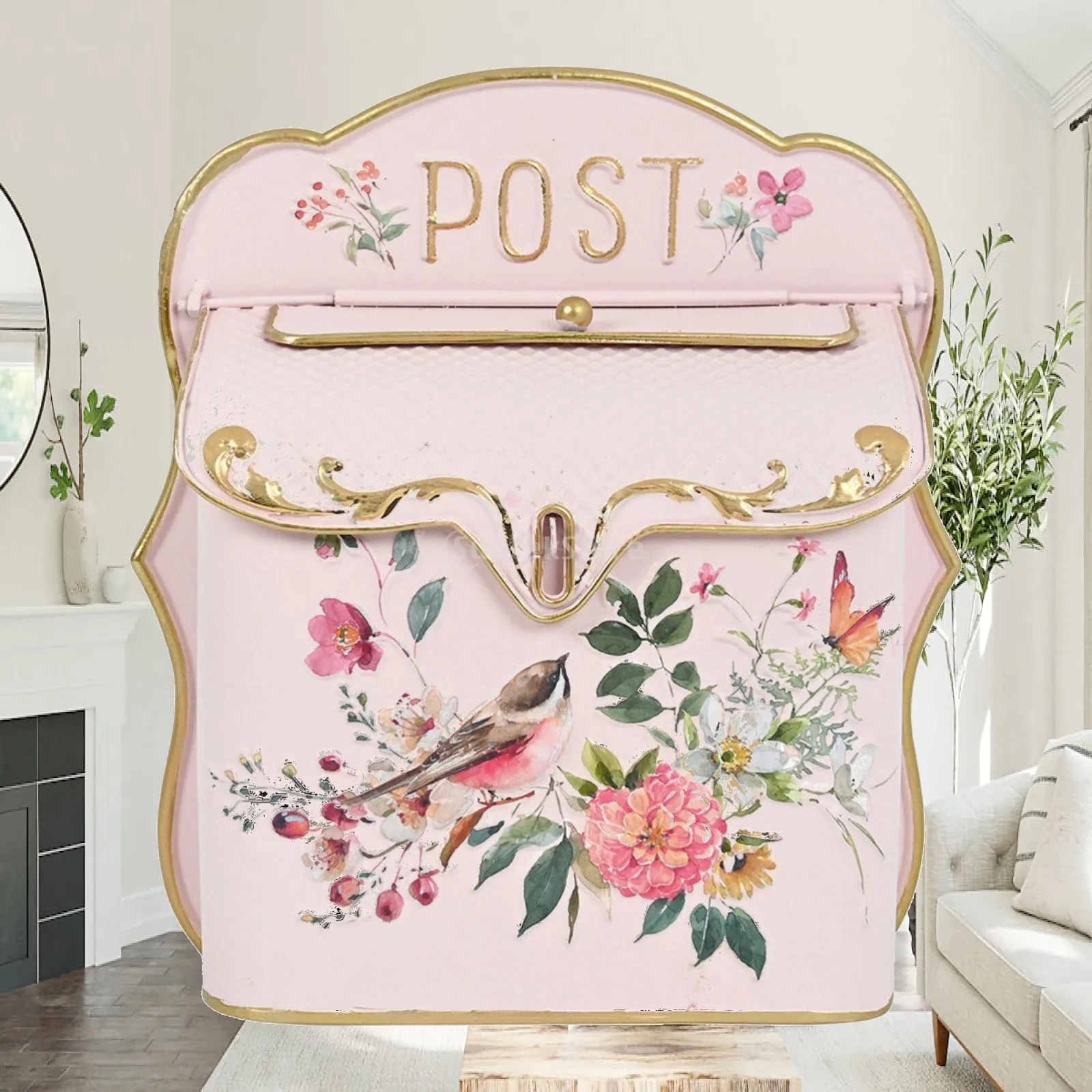 Modern Rustic Wall Mailbox for Outside Iron Letterbox with Embossed ...