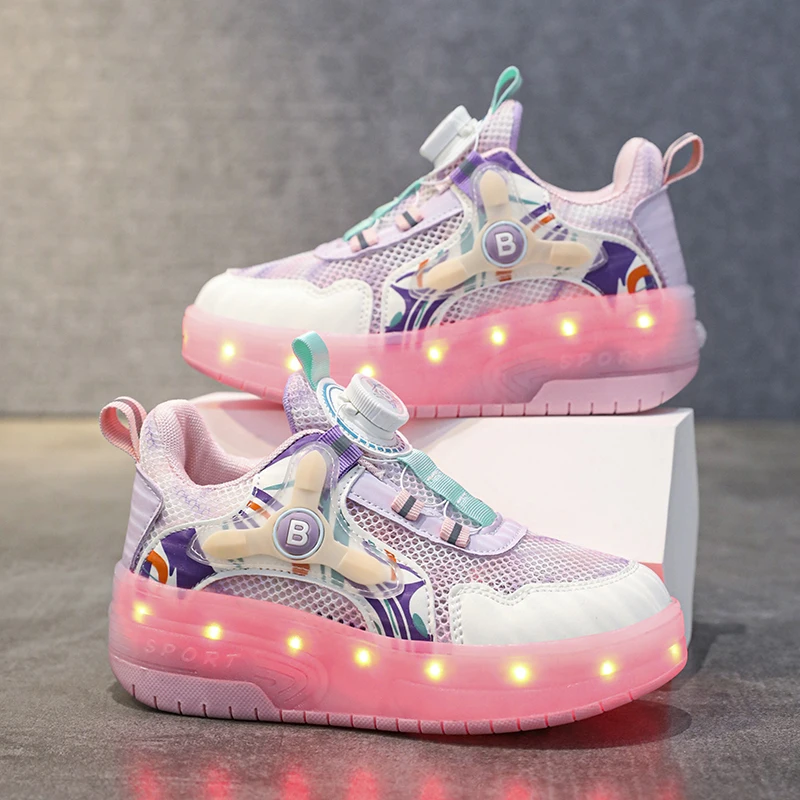 

2026 New Children's Glowing Roller Skating Shoes for Men and Women's Sports Fitness and Leisure Skating Shoes