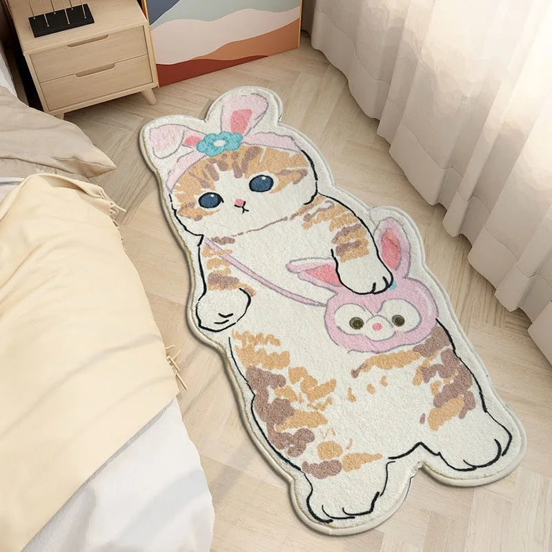 Minimalist Cartoon Cute Cat Imitation Floor Mat Living Room Bedroom Bedside Carpet Household Absorbent Floor Mats Gift