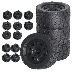 4pcs 110mm 1/10 Monster Stunt Truck Tire 12mm and 14mm Hex for Traxxas MAXX ARRMA Granite KRATON Outcast Tamiya Losi Redcat RC