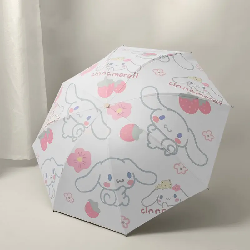 Sanrio Kawaii Cinnamoroll Umbrella Cartoon Anti-ultraviolet and Sunscreen Folding Sunny and Rainy Dual-use Three-fold Parasol