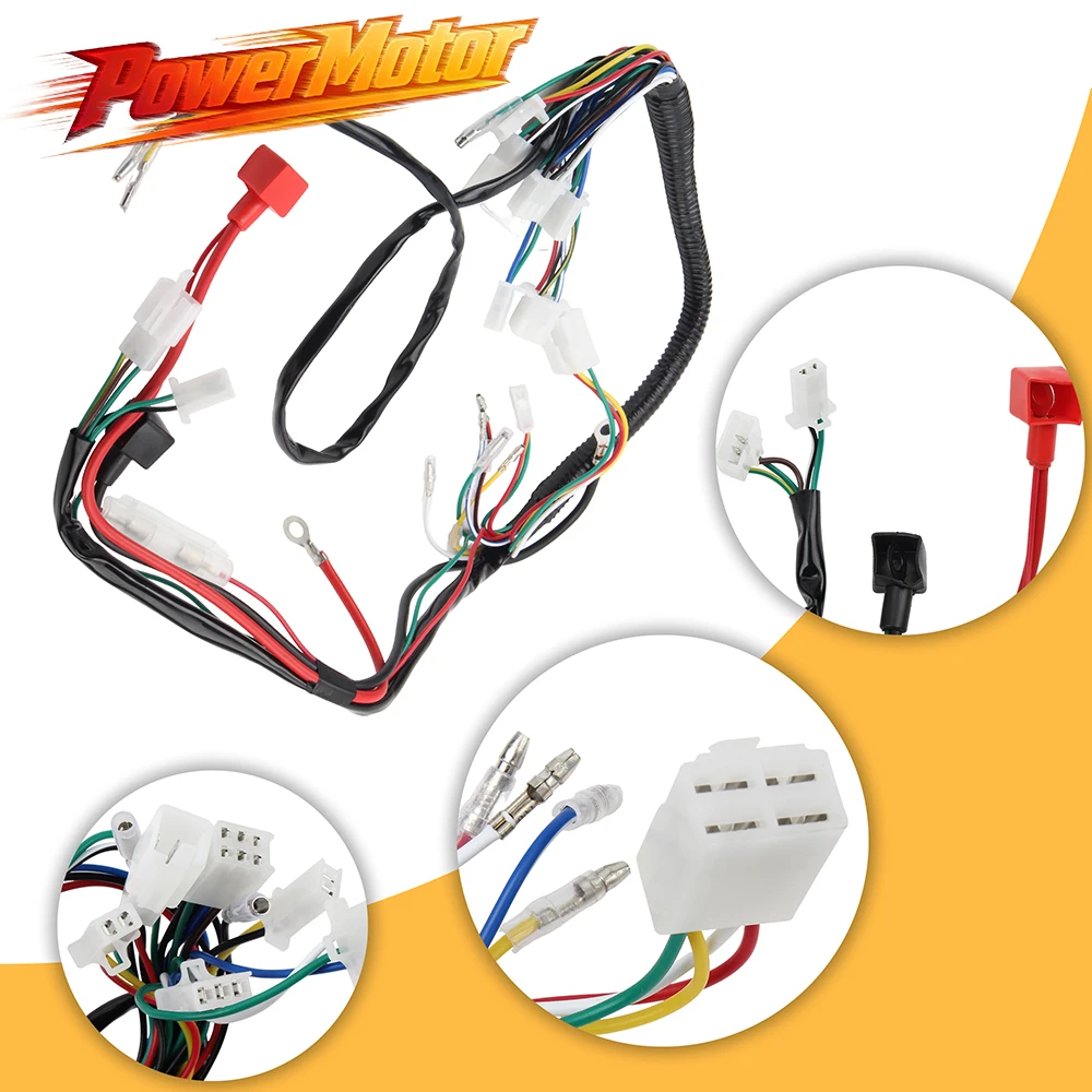 Motorrad-Elektrokabelbaum-Set für 50cc 70cc 90cc 110cc 125cc ATV UTV Quad 4 Dirt Bike Motocross Modifiziertes Zubehör