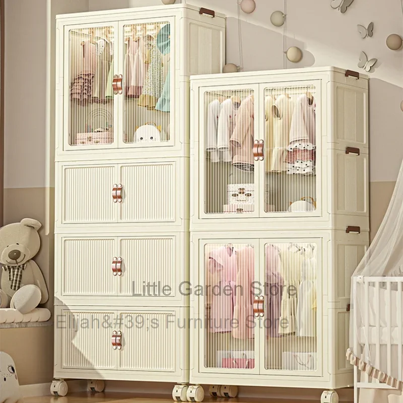 Bedroom Mobile Children Wardrobes Plastic Girls Clothes Shelves Children Wardrobes Shoe Rack Placard Enfant Furniture MR50CW