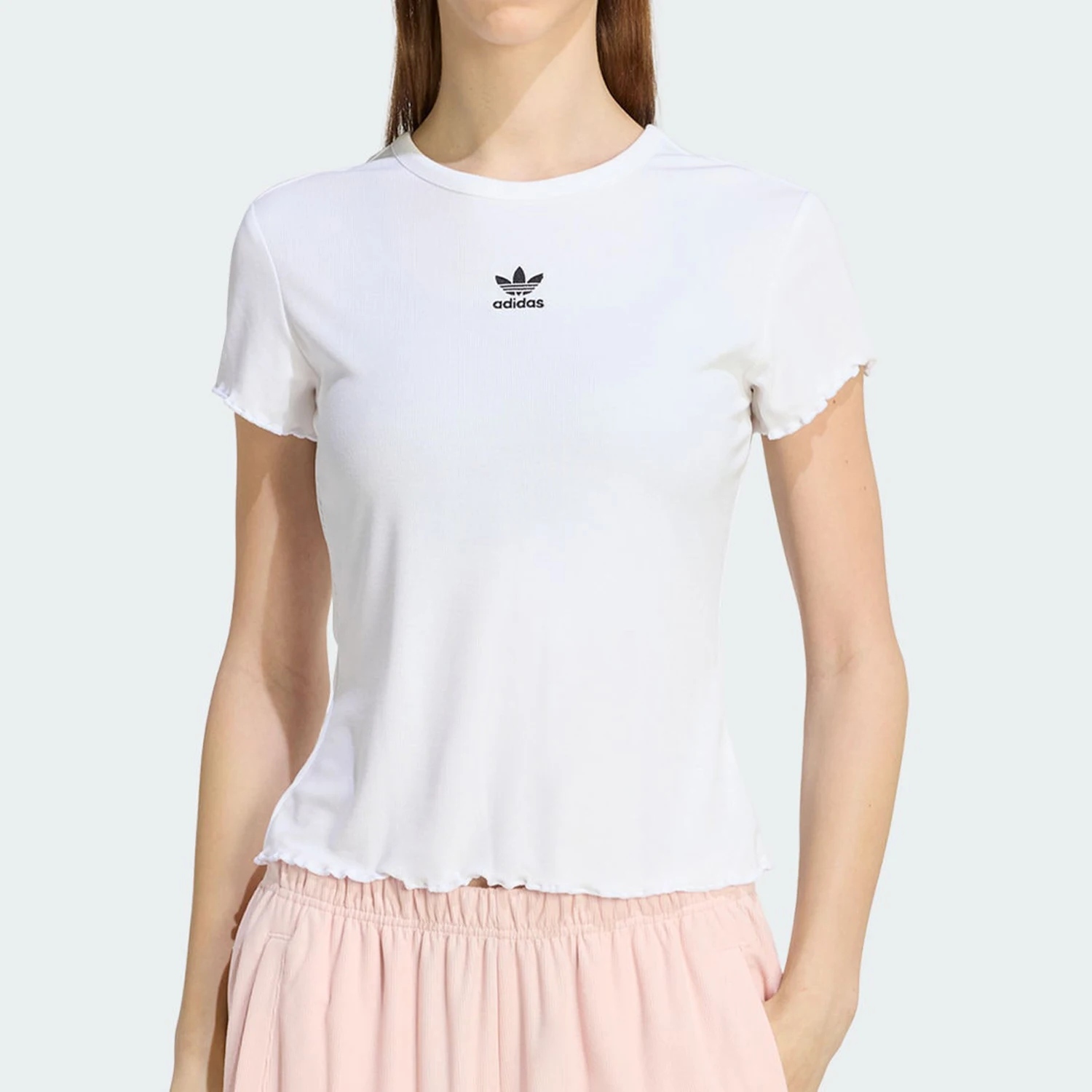 Adidas Authentic Three Leaves Women's Fashion Slim Fit Short Daily T-Shirt KE1107