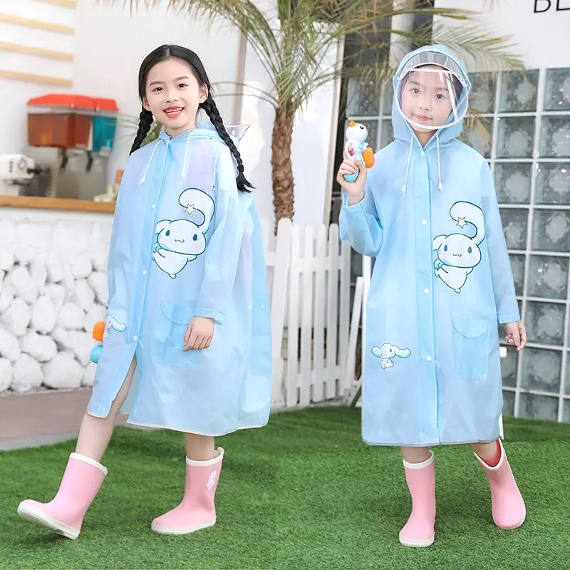 

Sanrioed Raincoat Kawaii Cinnamoroll Anime Thickening Safety Reflective Stripraincoat Girl Boy Adults Children Rainwear School