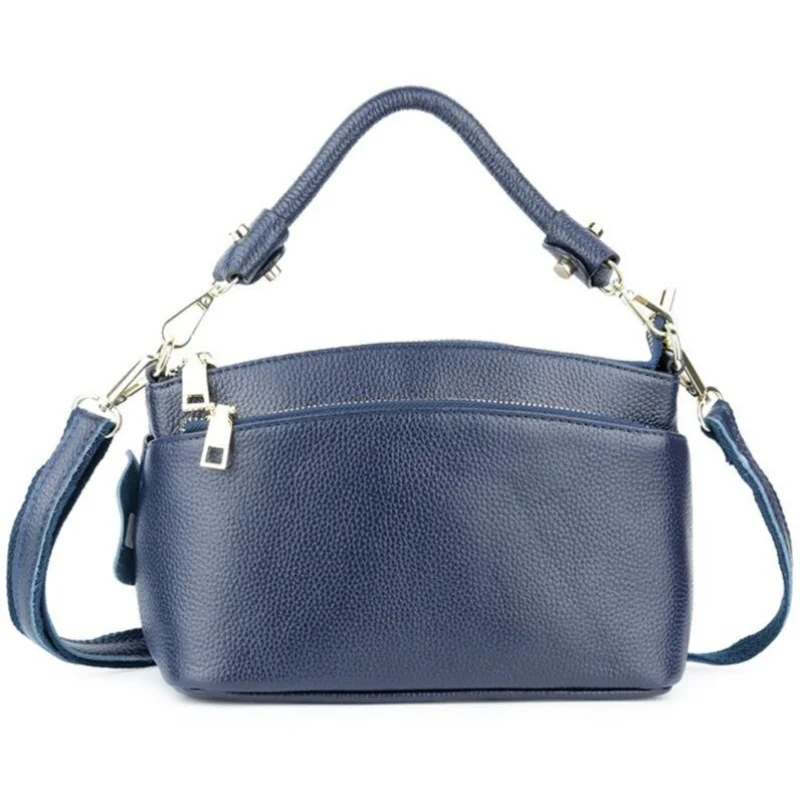 

Women Blue Red Bag Soft Genuine Leather Zipper Cowhide Leather Shoulder Bag Ladies Crossbody Small Handbag Satchels Sac
