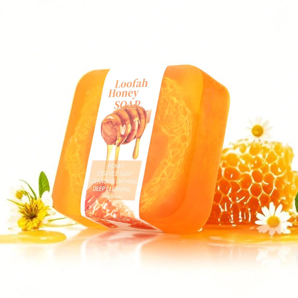 S+100g Honey Loofah Soap  Handmade Soap Exfoliating Bath Sponge Soap Skin Lightening Loofah Honey Soap