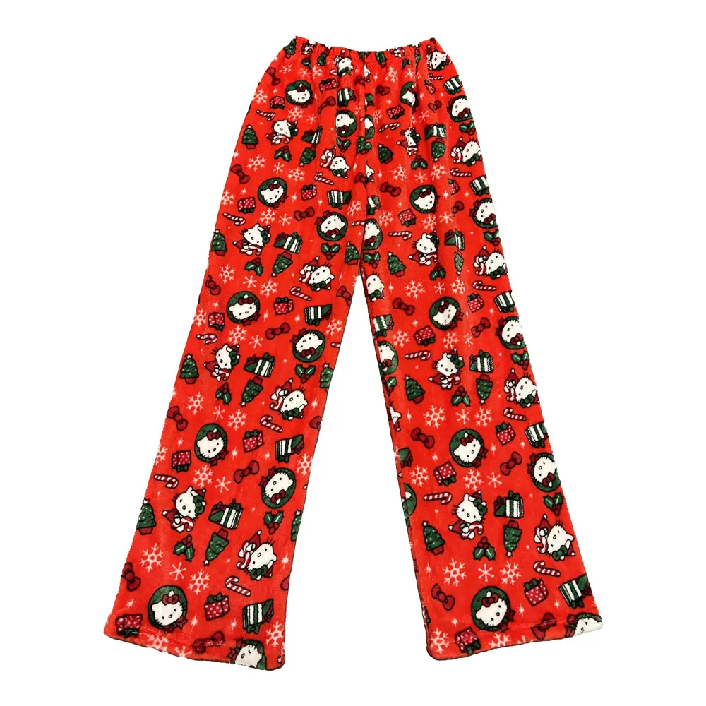 Yuguigou Flanell-Schlafhose für Damen, verdickte Korallen-Fleece-Hose für Herbst und Winter, niedliche Studentin, warme Plüsch-Heimhose
