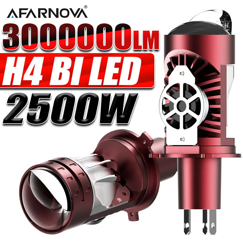

2500W H4 LED Car Headlight Bulb Projector Mini Lens Wireless Plug&Play Canbus 6500K Auto Motorcycle h4 LED Cars Lens with Fan