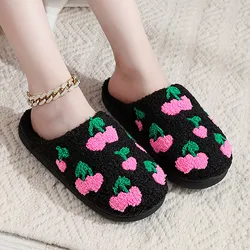 Christmas Tree Slippers for Women Reindeer Shoes Santa Design Fluffy Faux Fur Non-slip Sole Smile Series Cozy Home Ladies Shoes