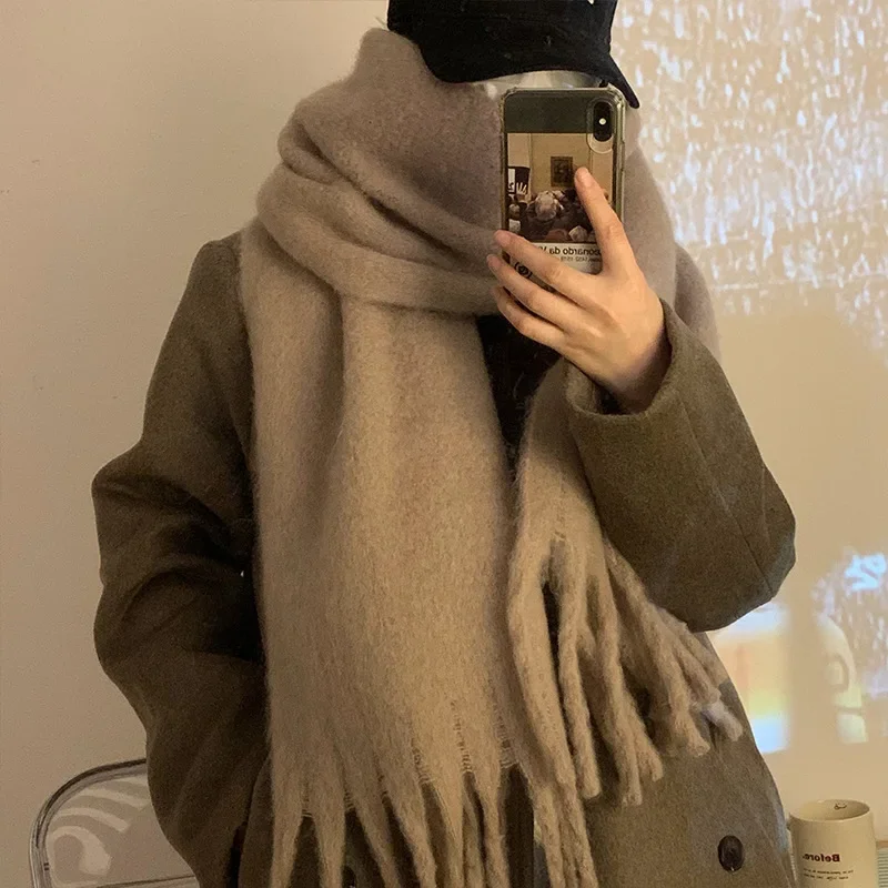 Echarpe-longue-classique-unie-pour-l'hiver-version-coreenne-chale-pour-femmes-echarpe-douce-et-chaude-pour-etudiants-automne-hiver
