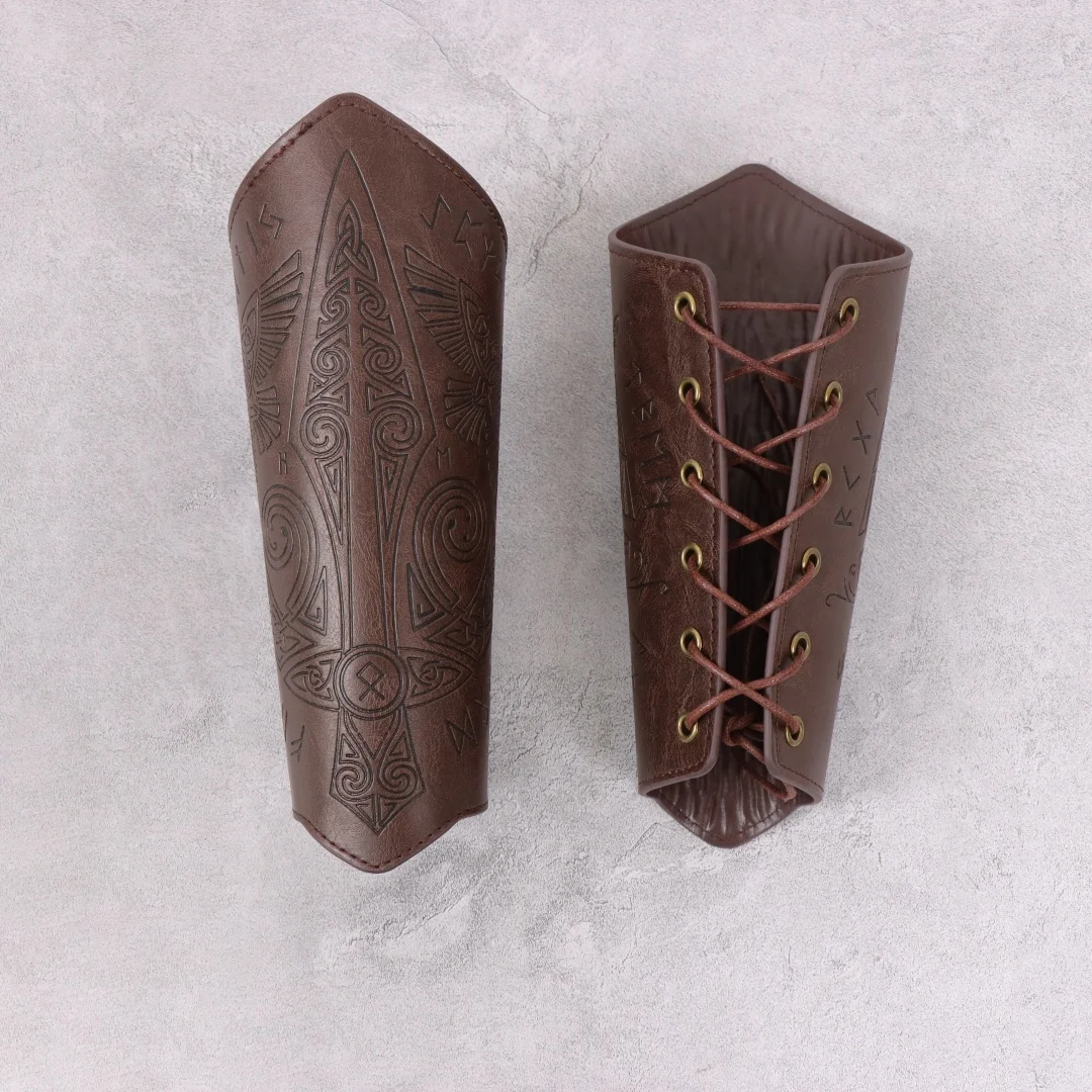 Manchettes de Cosplay médiévales pour hommes, à lacets, Vintage, chevalier Pirate, gantelet, bracelet, accessoires réglables