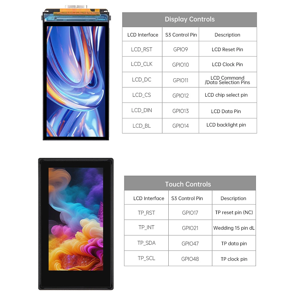 ESP32-S3 1,9-Zoll-LCD-Touchscreen WLAN Bluetooth-kompatibles Entwicklungsboard 170 × 320 Lx7 Dual-Core-Prozessor Typ-C – Detail 9