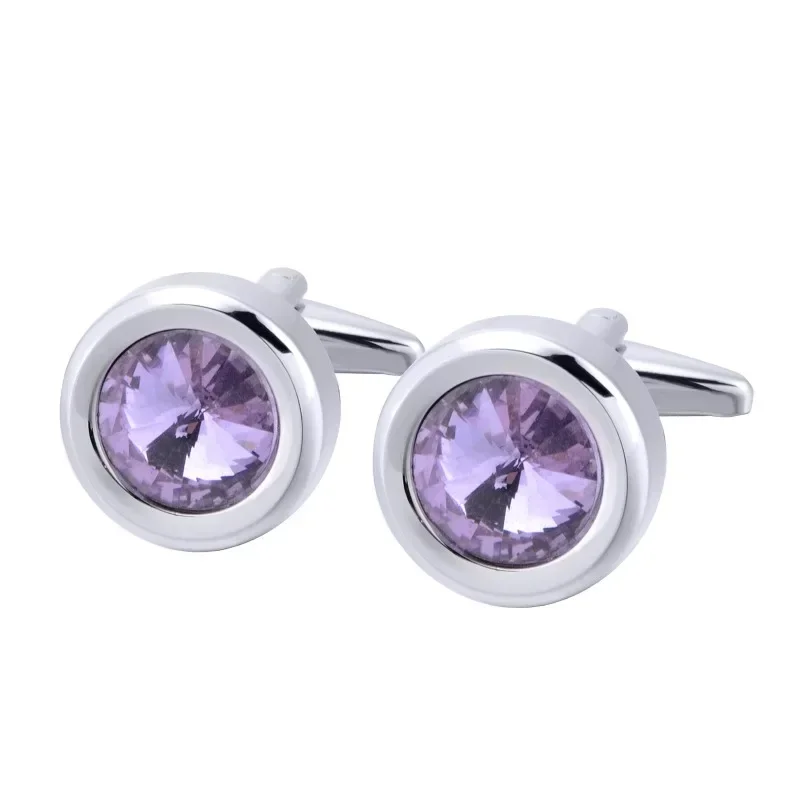 Round Multi Cut Cufflinks Men Women Crystal French Casual Simple Fashionable Formal Wedding Banquet Celebration Birthday Gift