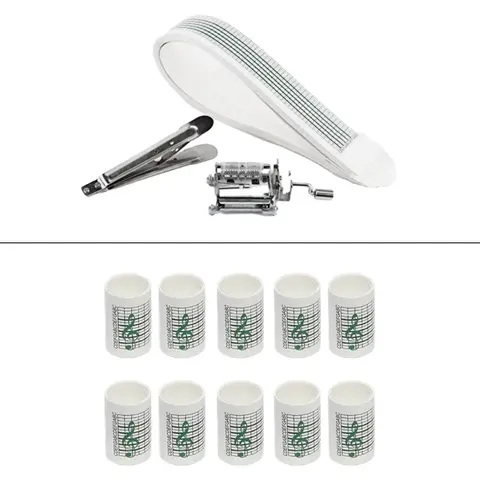 Boîte à musique à manivelle, 15 notes, mouvement, dispositif musical portable, bandes en papier, personnalisez votre propre à