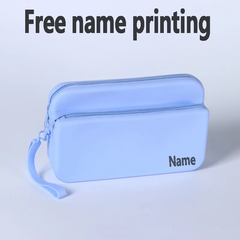 Minimally designed multifunctional silicone storage bag with free name printing, makeup, and personalized customization