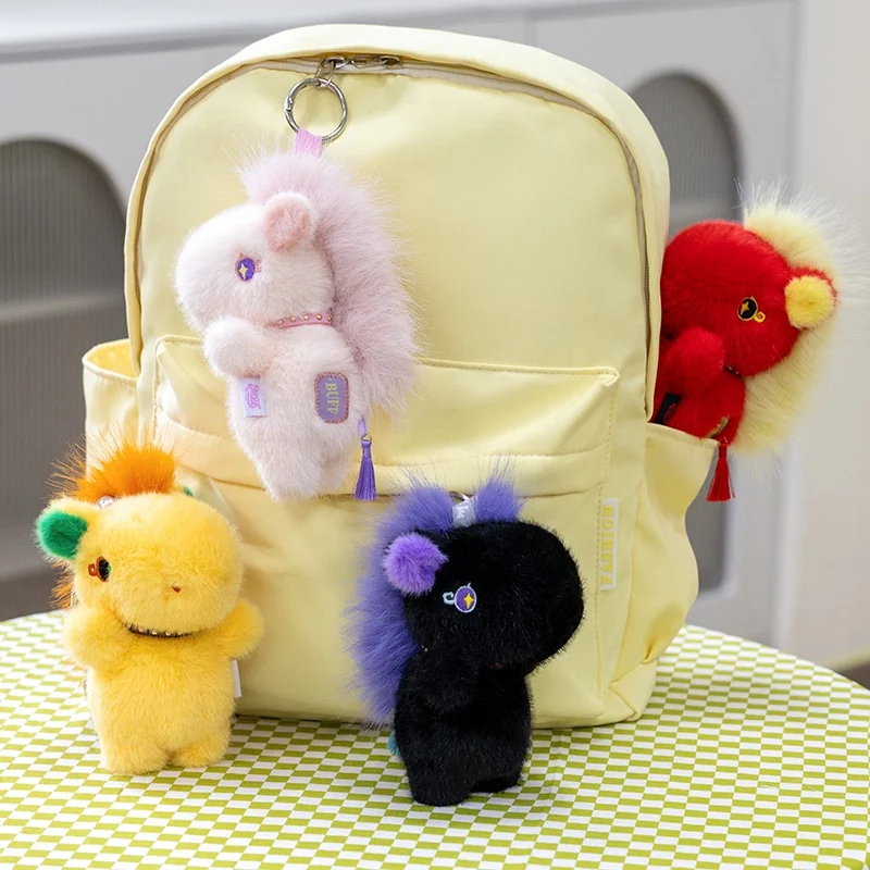 ตุ๊กตาสัตว์การ์ตูนม้า 13 ซม. สีเหลือง ดำ ชมพู แดง ตุ๊กตาโพนี่นำโชค ของเล่นตุ๊กตาขนนุ่ม พวงกุญแจ ของตกแต่งกระเป๋าเป้ ของขวัญสำหรับเด็ก