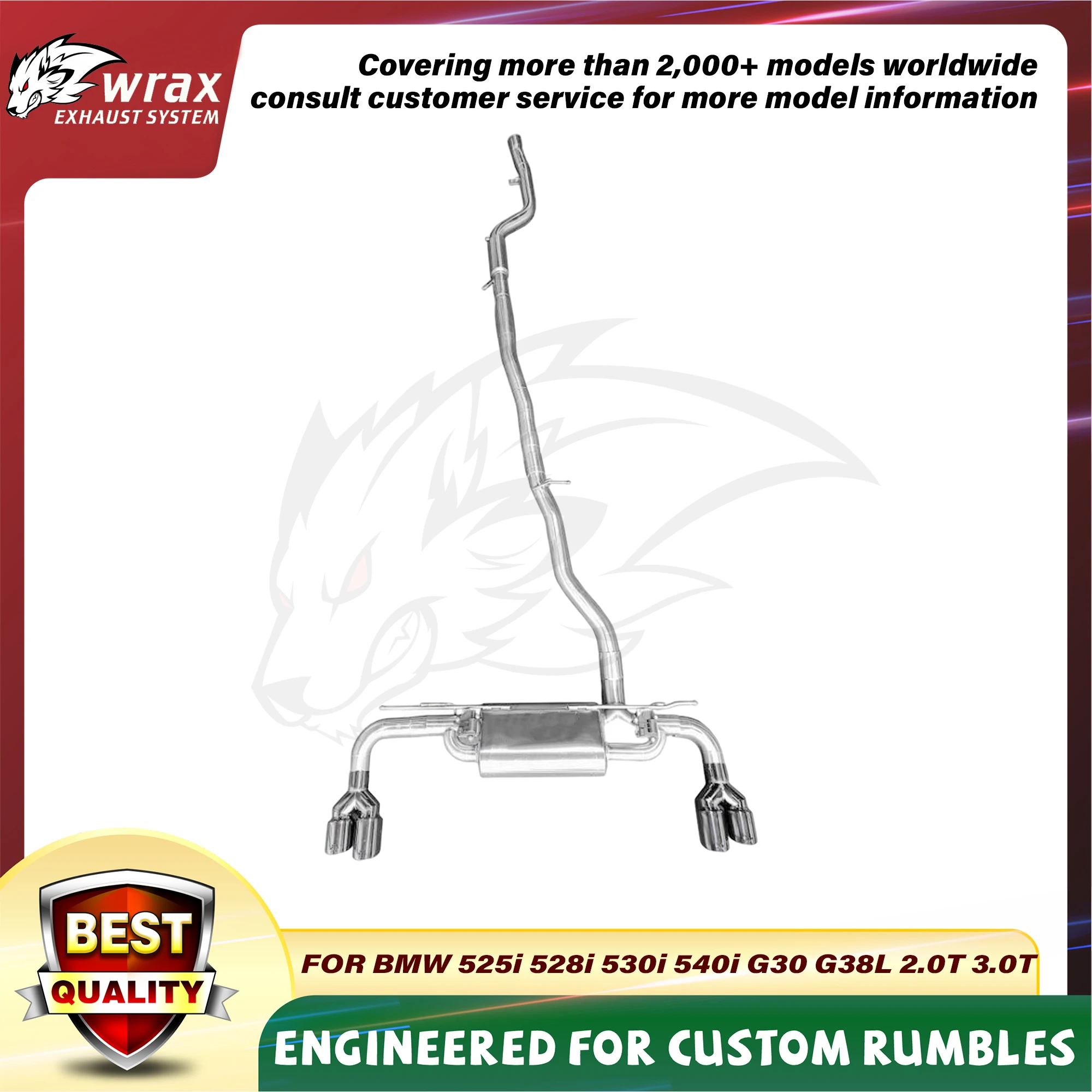 

WRAX Stainless Steel Valve Catback for BMW 525i 528i 530i 540i G30 G38L 2.0T 3.0T Switchable Sound Sports Exhaust